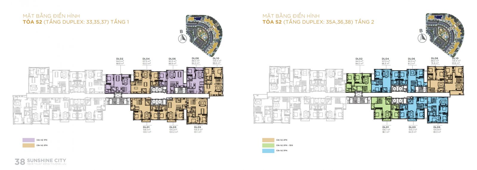 MẶT BẰNG VÀ THIẾT KẾ CĂN HỘ DUPLEX TÒA S2 SUNSHINECITY