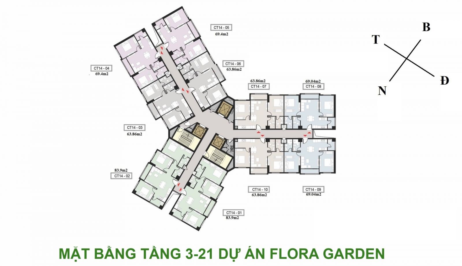 Mặt bằng tầng 3 - 21 Viha Flora